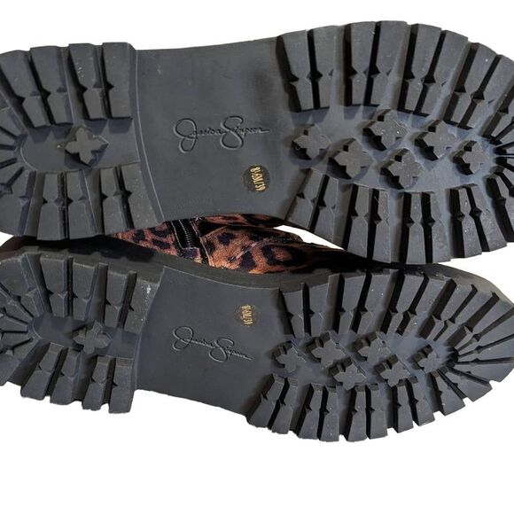 Jessica Simpson Kirlah animal print tan & black rhinestone combat boots 8.5 - Picture 9 of 11